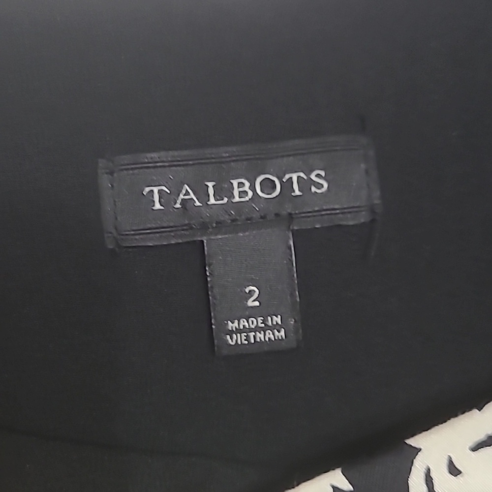 Talbots Black & Cream Floral Dress with Contrast Hem size 2 - Picture 5 of 8